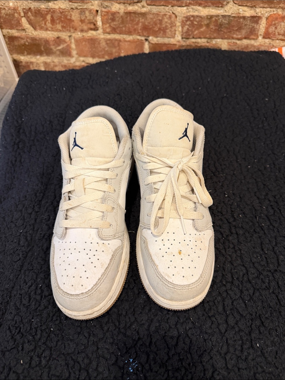 Jordan Kids Low-Top Sneakers in Off-White with Navy Logo